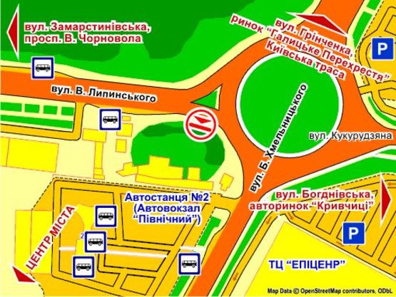 Схема рекламної площини за адресою пер вул. Липинського, 60 - вул. Б. Хмельницького, справа призма 1