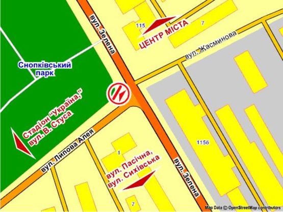 Схема рекламной плоскости по адресу вул. Зелена – Липова Алея, призма 1