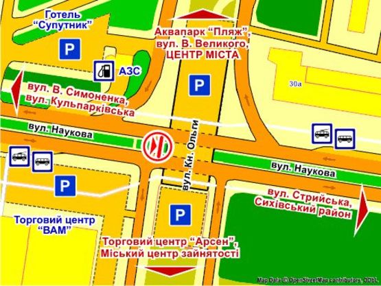 Схема рекламної площини за адресою вул. Наукова (біля мосту, на р/с, з вул. Кульпарківської), призма 1