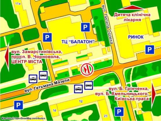 Схема рекламної площини за адресою вул. Мазепи, 11 (біля ТЦ "Балатон"), призма 1