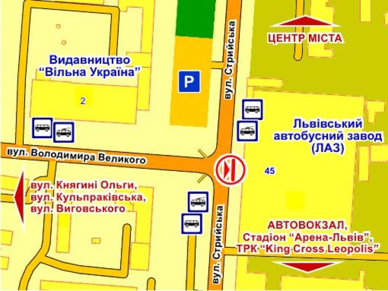 Схема рекламної площини за адресою вул. Стрийська, 45, ЛАЗ, зліва призма 1