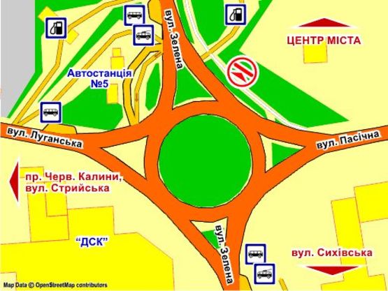 Схема рекламної площини за адресою пер. вул. Зелена –  вул. Пасічна,  справа призма 1