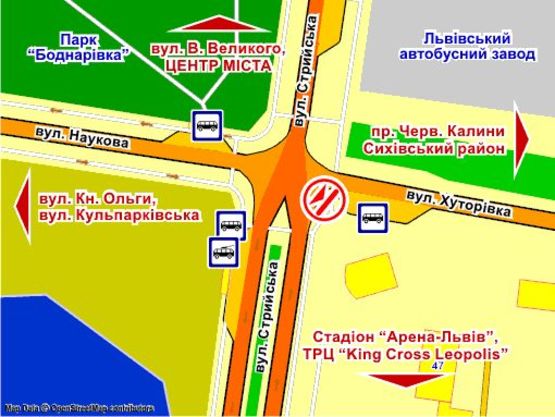 Схема рекламної площини за адресою вул. Стрийська  – Хуторівка, зліва призма 2