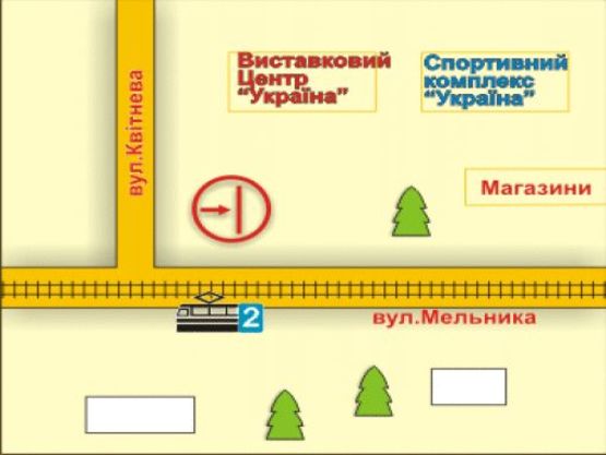 Схема рекламної площини за адресою пер. вул. Мельника – Квітневої, розмір 2,3 х 3,2 м