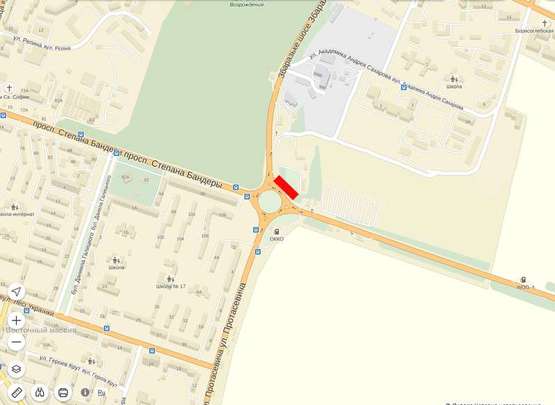 Схема рекламної площини за адресою Збаражське шосе - Ст. Бандери -Протасевича