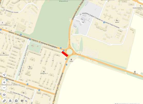 Схема рекламной плоскости по адресу Бандери -Протасевича -Збаражське шосе лівий