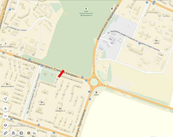 Схема рекламної площини за адресою Бандери, 94 (навпроти парк)