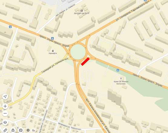 Схема рекламной плоскости по адресу Коновальця - вул. Злуки