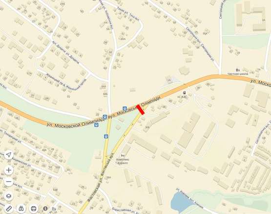 Схема рекламной плоскости по адресу Московської Олімпіади - вул.Фастівська (розворотне кільце);