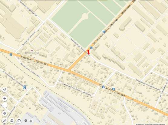 Схема рекламной плоскости по адресу Московської Олімпіади-Кишинівська(поворот з Руської)