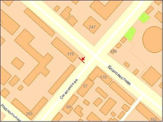 Схема рекламной плоскости по адресу Благовестная ул./Смелянска ул.