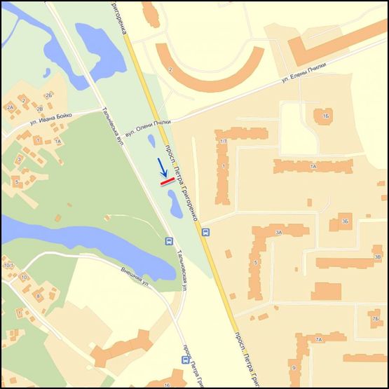 Схема рекламной плоскости по адресу (247635) Пр-кт Григоренко, разделитель, к Бажана