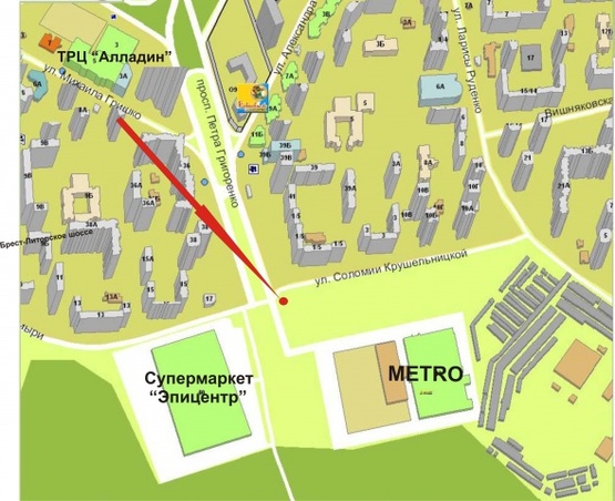 Схема рекламной плоскости по адресу ул.Григоренко (возле Мetro, напротив Эпицентра)