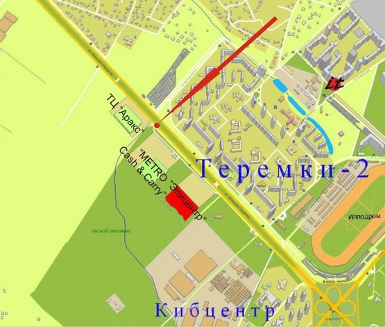 Схема рекламной плоскости по адресу Окружная дорога возле ТЦ АРАКС(за 50м до территории суперм. Metro) А