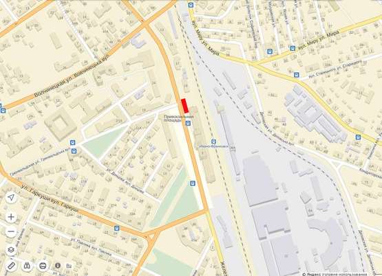 Схема рекламной плоскости по адресу Привокзальна зліва від вокзалу( правий)