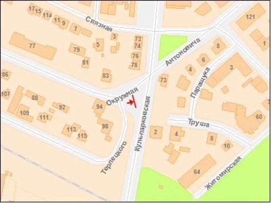 Схема рекламної площини за адресою Окружная ул. / Антоновича ул. / Кульпарковская ул., в центр, с Окружной ул.