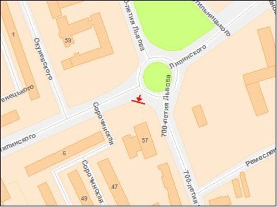 Схема рекламной плоскости по адресу Черновола В пр / Липинского ул, к центру/левый