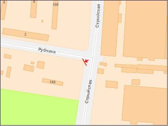 Схема рекламной плоскости по адресу Стрыйская ул / Рубчака ул, от центра