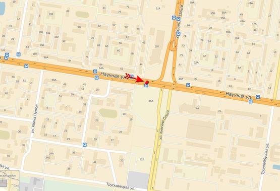 Схема рекламной плоскости по адресу Научная ул, 35, к ул Стрийской