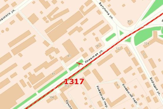 Схема рекламної площини за адресою Київська вул., 87