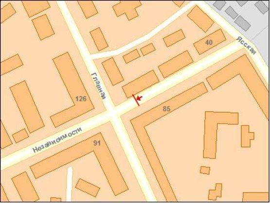 Схема рекламної площини за адресою Независимости пр / Головная ул, к ул Головной