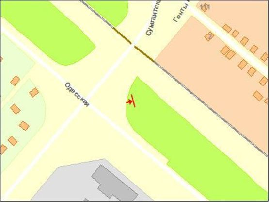 Схема рекламной плоскости по адресу Одесская ул / Сумгаитская ул, со стороны ЗТА, в центр