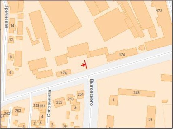 Схема рекламной плоскости по адресу Городоцкая ул. / Выговского ул., в центр