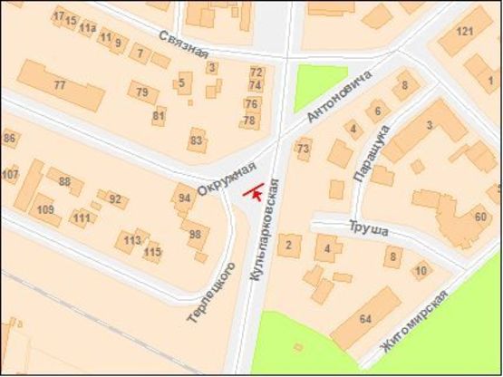 Схема рекламной плоскости по адресу Окружная ул. / Антоновича ул. / Кульпарковская ул., в центр