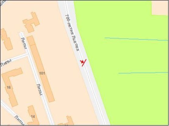 Схема рекламной плоскости по адресу Черновола В. пр. 101, в центр