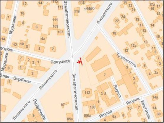 Схема рекламной плоскости по адресу Липинского ул / Замарстыновская ул, из центра