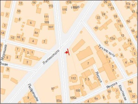 Схема рекламной плоскости по адресу Липинского ул / Замарстыновская ул, из центра