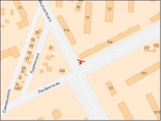 Схема рекламной плоскости по адресу Любинская ул / Выговского ул., к центру