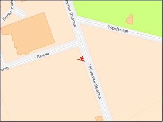 Схема рекламной плоскости по адресу Черновола В пр / Панча ул, в центр