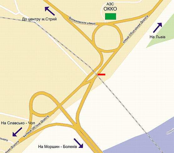 Схема рекламной плоскости по адресу Виїзд з міста (Заправка ОККО)