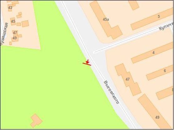 Схема рекламной плоскости по адресу Выговского ул / Кульчицкой О ул, к ул Кульпарковской
