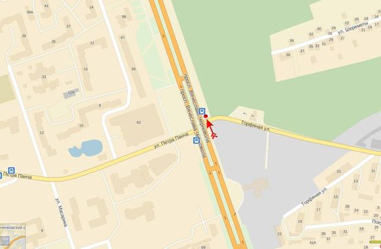 Схема рекламной плоскости по адресу Черновола В пр /  Торфяная ул, от центра