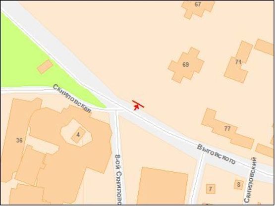 Схема рекламной плоскости по адресу Выговского ул., 100, вход в с-т ВАМ