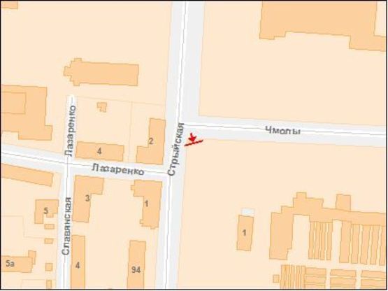 Схема рекламної площини за адресою Стрыйская ул / Чмолы ул, из центра