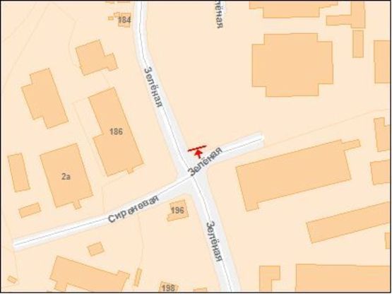 Схема рекламной плоскости по адресу Зеленая ул. 186 / Бузковая ул., в центр