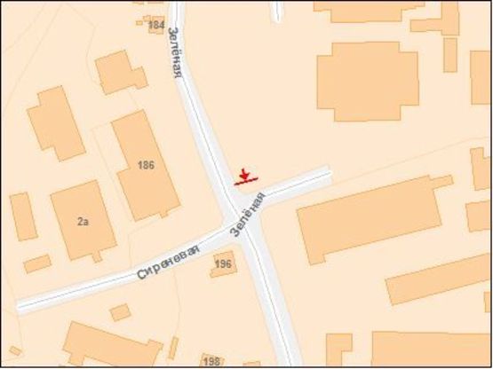 Схема рекламної площини за адресою Зеленая ул. 186 / Бузковая ул., из центра