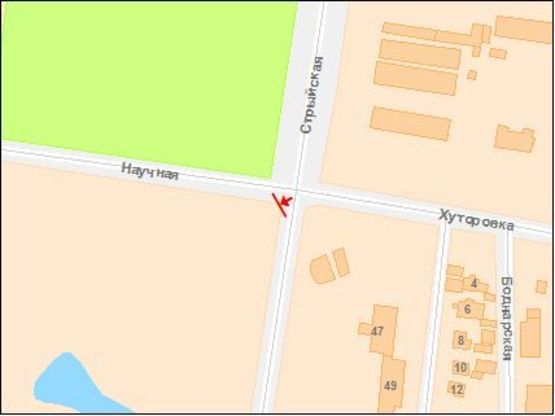 Схема рекламной плоскости по адресу Стрыйская ул. / Научная ул., левый, из центра