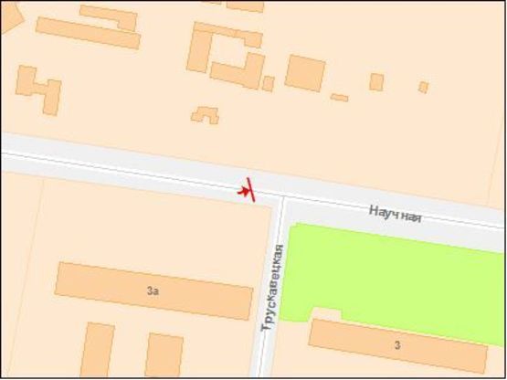 Схема рекламної площини за адресою Научная ул. 3а, АЗС ОККО, Автосервис АТЛ, разделитель, к Стрыйской ул.