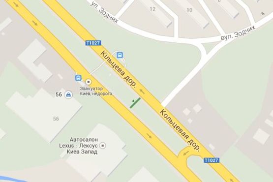 Схема рекламной плоскости по адресу Зодчих вул., 14 (в напр. Одеської пл.)