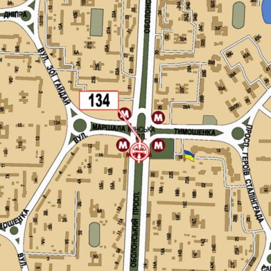 Схема рекламной плоскости по адресу Оболонский просп., 15, (ст. м.  Минская, ТРЦ "Дрим Таун")