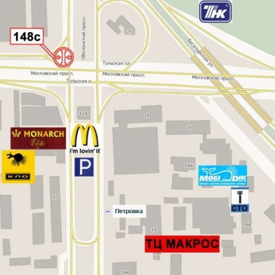 Схема рекламної площини за адресою Тульская пл., (ст. м.  Петровка, завод "Сварка", ТЦ "Городок", в направлении центра) призма