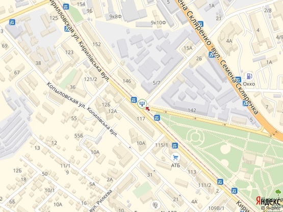 Схема рекламной плоскости по адресу Кирилловская ул. (Фрунзе ул.), 109/1 (Библиотека им. И.Франка, сьезд с Фрунзе ул. на Московский просп.)