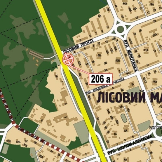 Схема рекламной плоскости по адресу Братиславская ул., 42 - просп. Лесной (АЗС "ТНК", сьезд с ул. Академика Курчатова на ул. Братиславскую, в направлении просп. Ватутина Ген.)