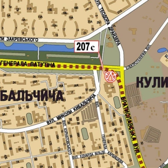 Схема рекламної площини за адресою Братиславская ул./Троещинский рынок (АЗС "ОККО", школа Милиции,сьезд с просп. Ватутина Ген. на ул. Братиславскую), призма