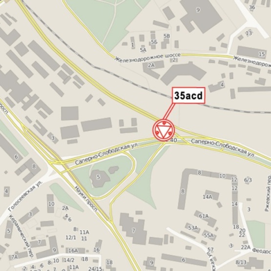 Схема рекламної площини за адресою Гринченко Николая ул. (маркет "Велика кишеня", "Lucky Fisher"), выезд на ул.Саперно-Слободскую, призма