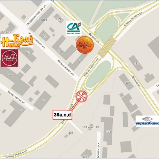 Схема рекламной плоскости по адресу Телиги Е. ул. (съезд на Фрунзе ул.), АЗС "Shell", Поликлиника №4, Паб "Вудди", Кириловская церковь, в направ. из центра, призма